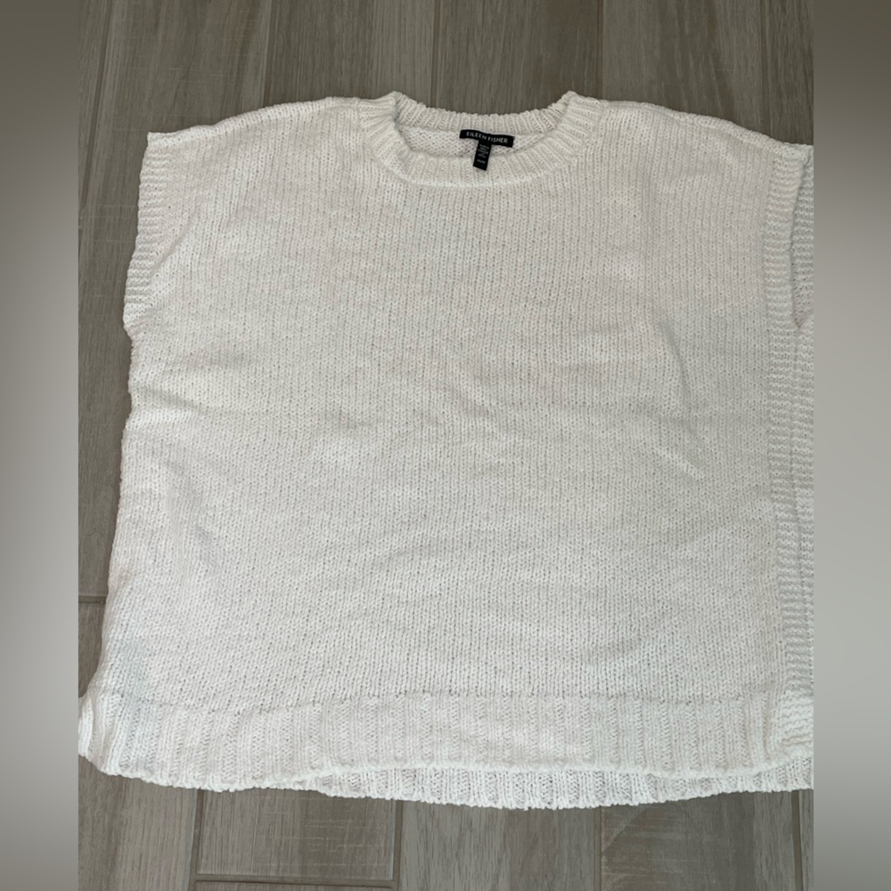 Eileen Fisher white Knit short sleeve sweater size XS